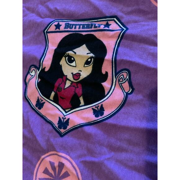 Vintage Y2K Lil' Bratz Twin Flat Sheet Purple Pink Floral Print 100% Cotton - Picture 4 of 5